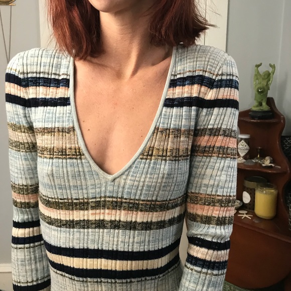 Free People Blue Striped Knit Bodycon Maxi Dress - Picture 11 of 11